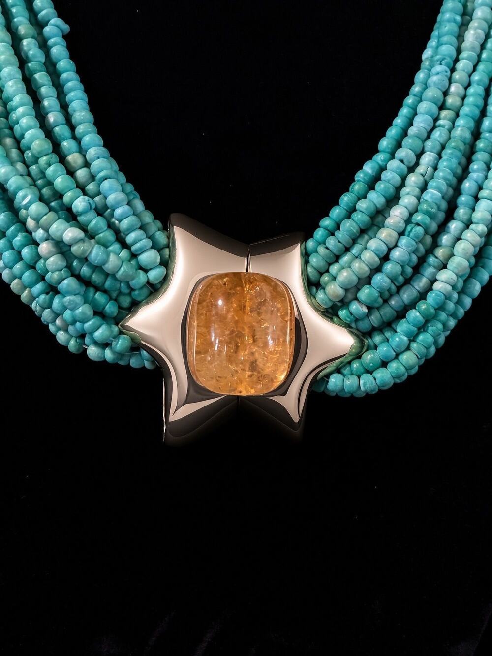 Gorgeous Francesca Romana Turquoise Seed Bead Necklace